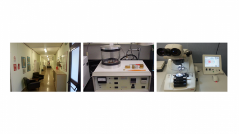 Laboratorio ME; EMITECK K550 SPUTTER COATER; LEICA EMUC6 ULTRACUT